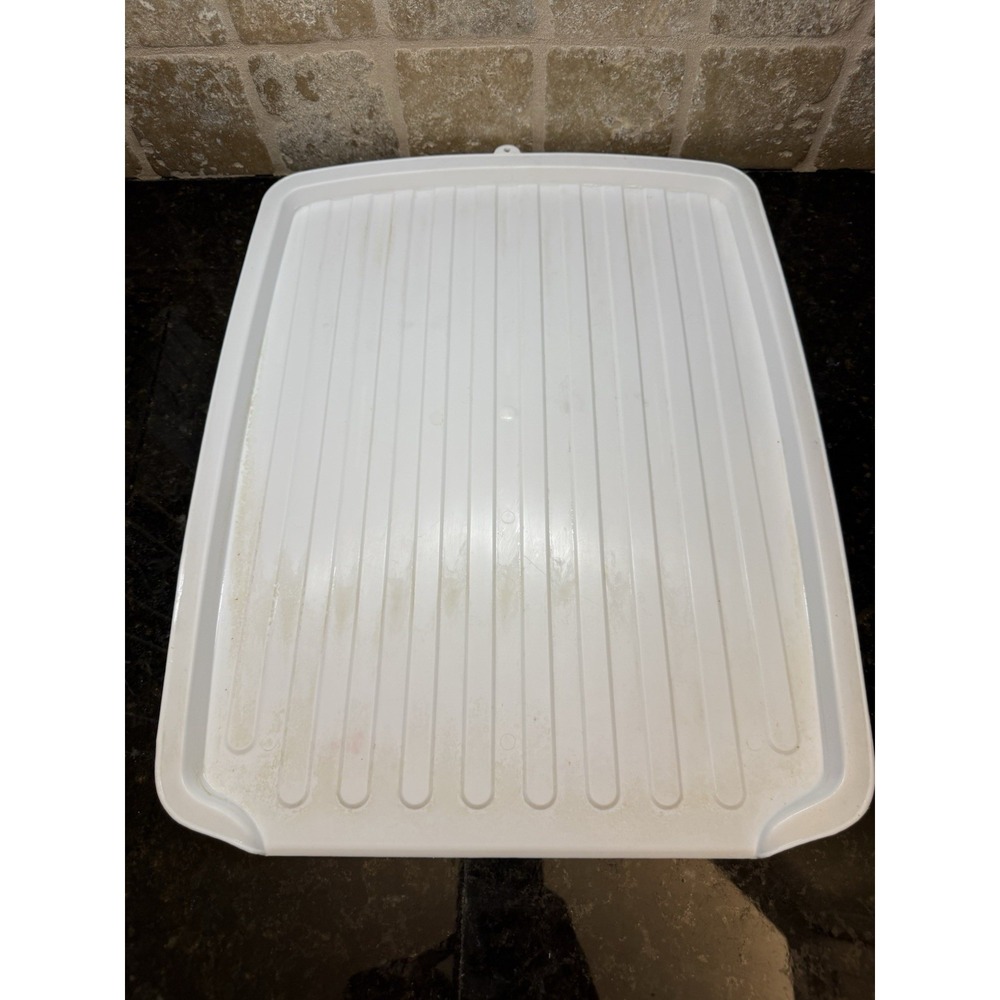 Vintage Rubbermaid White Coated Dish Drying Rack W/Silverware Cup & Drain Mat - Picture 6 of 16